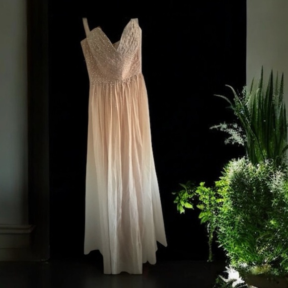 La Femme Dresses & Skirts - Elegant Peach ombré beaded Evening Gown